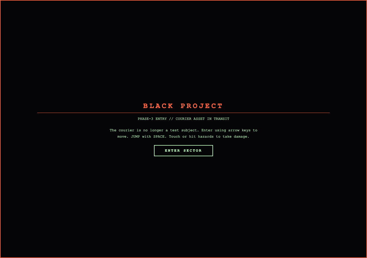 Black Project Courier — Sector 3